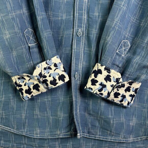 CUBAVERA Slim Fit linen Blend Button Front Long Sleeve Plaid Shirt Mens Size XXL - Picture 12 of 12